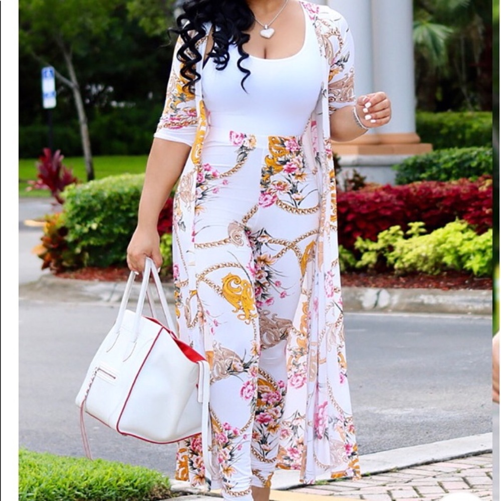 Long coat with high waist pants for women - set